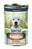 Консервы Happy Dog Natur Line для щенков с телятиной, печенью, сердцем и рисом 410г