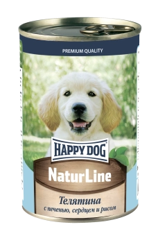 Консервы Happy Dog Natur Line для щенков с телятиной, печенью, сердцем и рисом