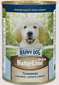 Консервы Happy Dog для щенков и юниоров с телятиной, печенью, сердцем и рисом