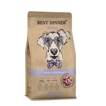Сухой корм Best Dinner Holistic Sensible Hypoallergenic All Breeds для собак всех пород, телятина и розмарин 