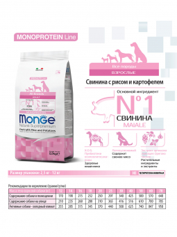 Корм Monge Speciality Line Pork Adult для взрослых собак всех пород свинина, рис и картофель
