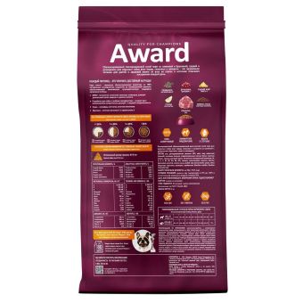 Корм Award для собак всех пород со свининой с брусники и грушей