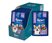 Паучи Brit Premium для взрослых собак всех пород с ягненком в соусе