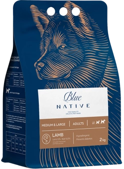 Корм Blue Native Holistic Lamb для взрослых собак средних и крупных пород с ягнёнком