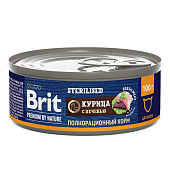 Банки Brit Premium by Nature для стерилизованных кошек с мясом курицы и печенью
