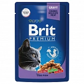 Паучи Brit Premium для взрослых кошек с треской в соусе Паучи Brit Premium для взрослых кошек с треской в соусе