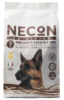 Корм Necon No Gluten Cervo Patate E Riso для взрослых собак всех пород с олениной и картофелем