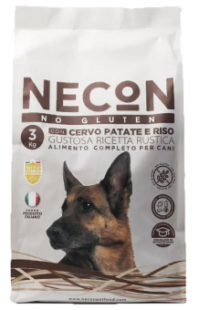 Корм Necon No Gluten Cervo Patate E Riso для взрослых собак всех пород с олениной и картофелем