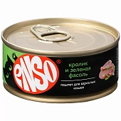 Банки Enso Basic полнорационный корм для взрослых кошек паштет с кроликом и зеленой...