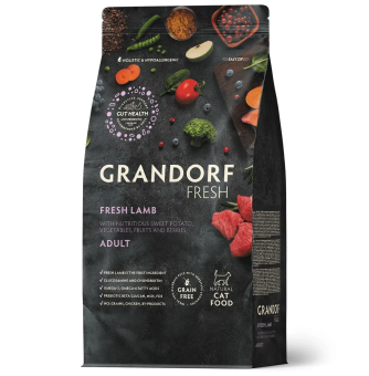 Корм Grandorf Cat Lamb Large свежее мясо Ягненок с бататом для взрослых кошек крупных пород