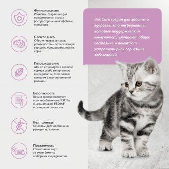 Корм Brit Care Cat Kitten Healthy Growth для котят и беременных кошек и кормящих матерей с индейкой для здорового роста