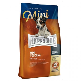 Корм Happy Dog Mini Toscana Тоскана для взрослых собак малых пород с уткой и лососем