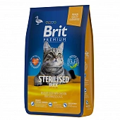 Корм Brit Premium Cat Sterilized для кастрированных котов с уткой и курицей