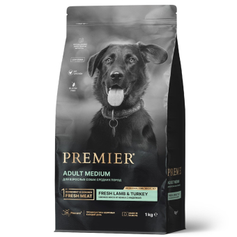 Корм Premier Dog Lamb&Turkey Adult Medium для собак средних пород со свежим мясом ягненка и индейкой