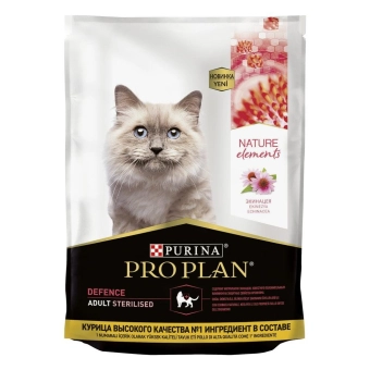 Корм Pro Plan Nature Elements для взрослых стерилизованных кошек и кастрированных котов с высоким содержанием курицы