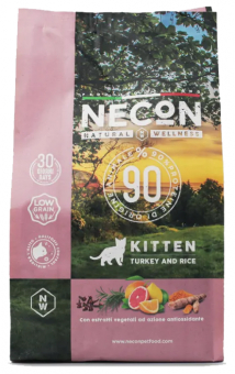 Корм Necon Natural Wellness Kitten Turkey and Rice для котят 1-6 месяцев и их матерей кошек с индейкой и рисом