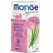 Паучи Monge Supreme sterilized cat для стерилизованных кошек из тунца с киноа и зелёной фасолью Паучи Monge Supreme sterilized cat для стерилизованных кошек из тунца с киноа и зелёной фасолью