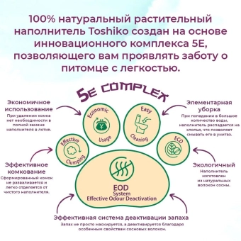 Наполнитель Toshiko комкующийся для кошачьего лотка древесный без запаха