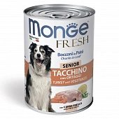 Банка Monge Dog Fresh Chunks in Loaf для пожилых собак мясной рулет из индейки с овощами Банка Monge Dog Fresh Chunks in Loaf для пожилых собак мясной рулет из индейки с овощами