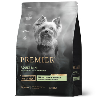 Корм Premier Dog Lamb&Turkey Adult Mini для собак мелких пород со свежим мясом ягненка и индейкой