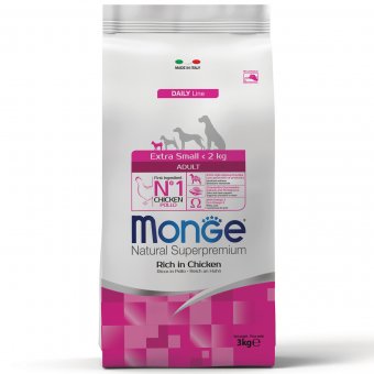 Корм Monge Dog Daily Line Extra Small для взрослых собак миниатюрных пород, из курицы