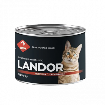 Консервы Landor Cat для кошек с телятиной и шиповником