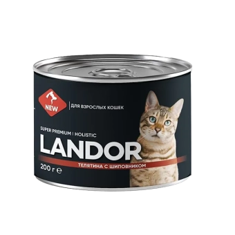 Консервы Landor Cat для кошек с телятиной и шиповником
