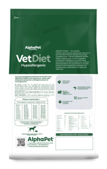 Корм Alphapet Vet Diet Hypoallergenic для собак при пищевой аллергии и непереносимости