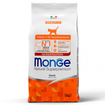 Корм Monge Cat Speciality Line Monoprotein для котят и беременных кошек, из утки