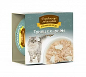 Банки Деревенские Лакомства Домашние Обеды для кошек с тунцом и окунем в соусе Банки Деревенские Лакомства Домашние Обеды для кошек с тунцом и окунем в соусе