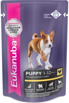 Eukanuba Puppy All Breed влажный рацион из курицы в соусе для щенков