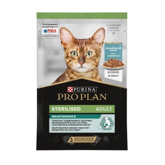 Влажный корм PRO PLAN® Nutri Savour для стерилизованных кошек и кастрированных котов, с океанической рыбой в соусе, Пауч