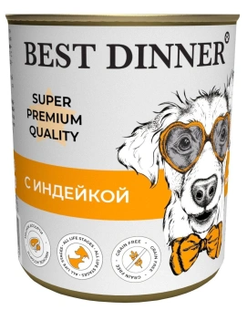 Консервы Best Dinner Мясные деликатесы для собак. Индейка 340г
