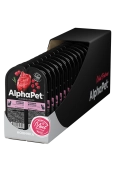 Ламистеры Alphapet Superpremium для взрослых кошек с говядиной и малиной