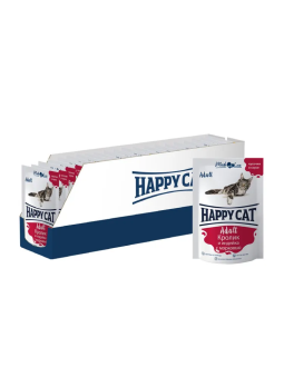 Паучи Happy Cat для кошек сочные кусочки с кроликом и индейкой с морковью в соусе