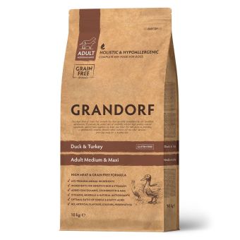 Корм Grandorf Adult Dog Duck&Turkey Med&Maxi для собак средних и крупных пород с уткой и индейкой беззерновой
