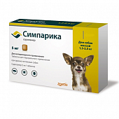 Таблетки Симпарика от блох и клещей для собак 1,3-2,5кг