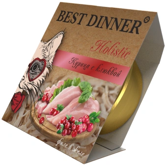 Ламистеры Best Dinner Holistic для стерилизованных кошек мясные волокна в желе с курицей и клюквой