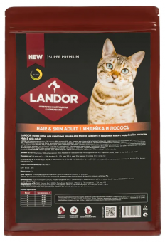 Корм Landor Hair & Skin Adul Catt для кошек для шерсти и здоровья кожи c индейкой и лососем
