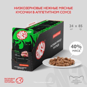 Паучи Enso Basic полнорационный корм для взрослых кошек кусочки в соусе с кроликом