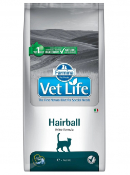 Корм Farmina Vet Life Cat Hairball для кошек, способствующее выведению комочков шерсти из кишечника