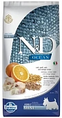Сухой Корм Farmina N&D Adult Ocean Low Grain Mini низкозерновой для собак мелких пород треска с апельсином Сухой Корм Farmina N&D Adult Ocean Low Grain Mini низкозерновой для собак мелких пород треска с апельсином