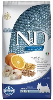 Корм Farmina N&D Adult Ocean Low Grain Mini низкозерновой для собак мелких пород треска с апельсином 