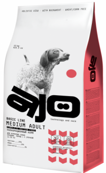 Корм AJO Dog Medium Adult с гречкой для взрослых собак средних пород