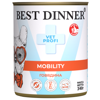 Консервы Best Dinner Vet Profi Exclusive Mobility для собак для опорно-двигательного аппарата с говядиной  340г