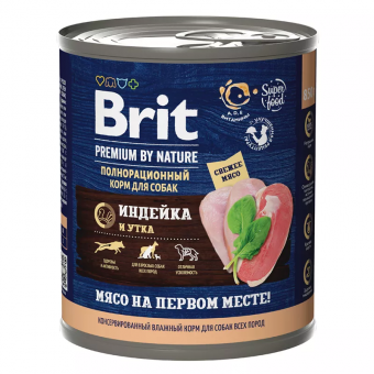 Банки Brit Premium by Nature для собак всех пород с индейкой и уткой