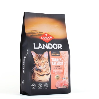 Корм Landor Hair & Skin Adul Catt для кошек для шерсти и здоровья кожи c индейкой и лососем