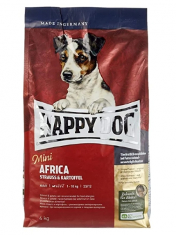 Корм Happy Dog Mini Africa Африка для взрослых собак малых пород с мясом страуса