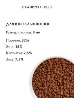 Корм Grandorf Fresh Cat Lamb Sterilised свежее мясо ягненка с бататом для стерелизованных кошек