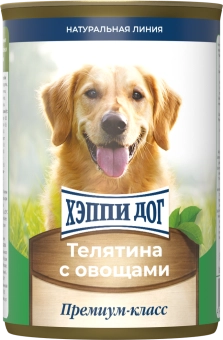 Консервы Хеппи Дог Натуральная Линия для собак с телятиной и овощами